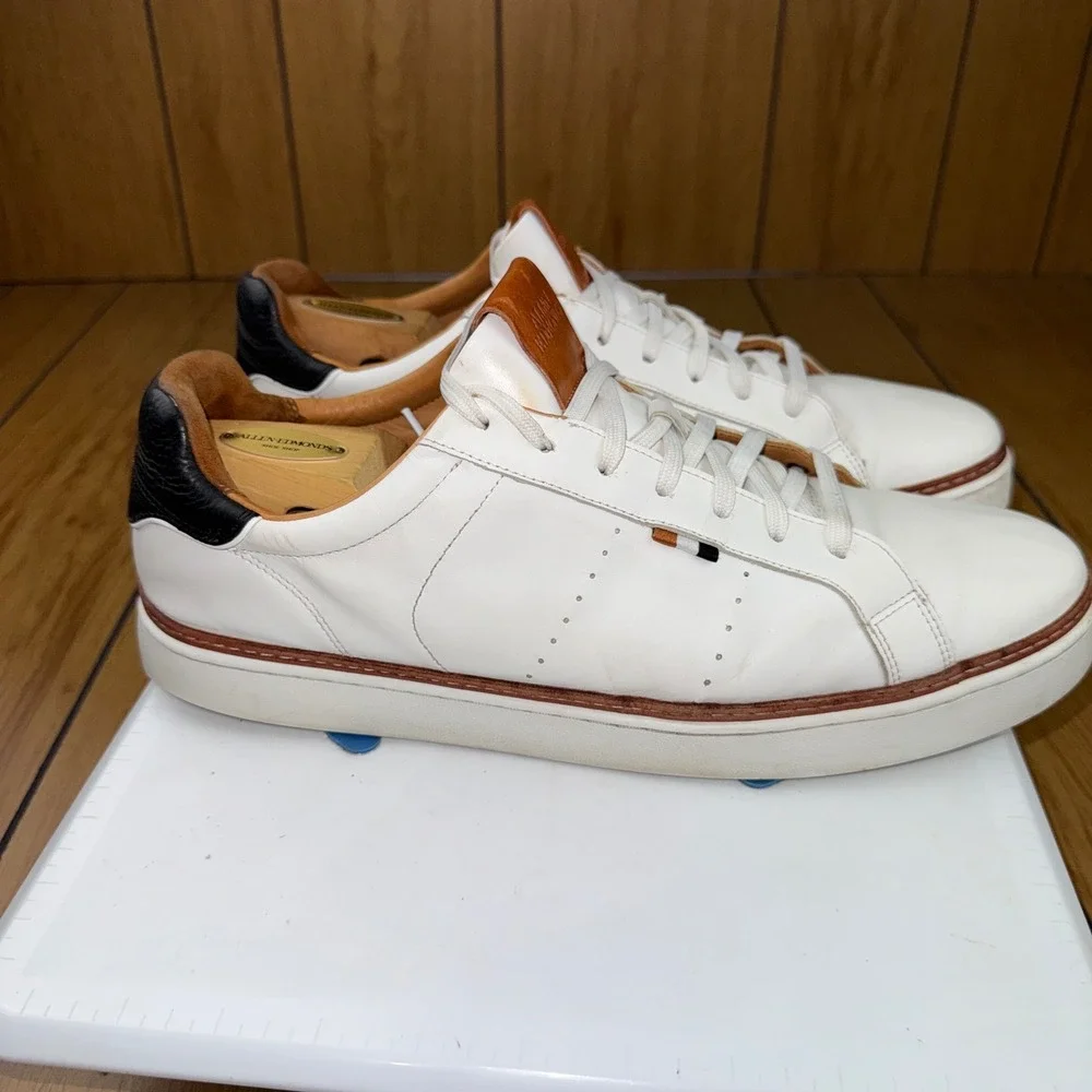 Allen Edmonds Alpha Mens White Leather Low Top Sneakers 4639 Size 14 D